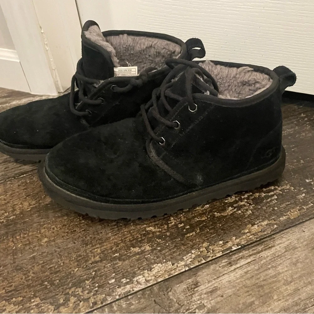 UGG Black Suede Fur-Lined Boots